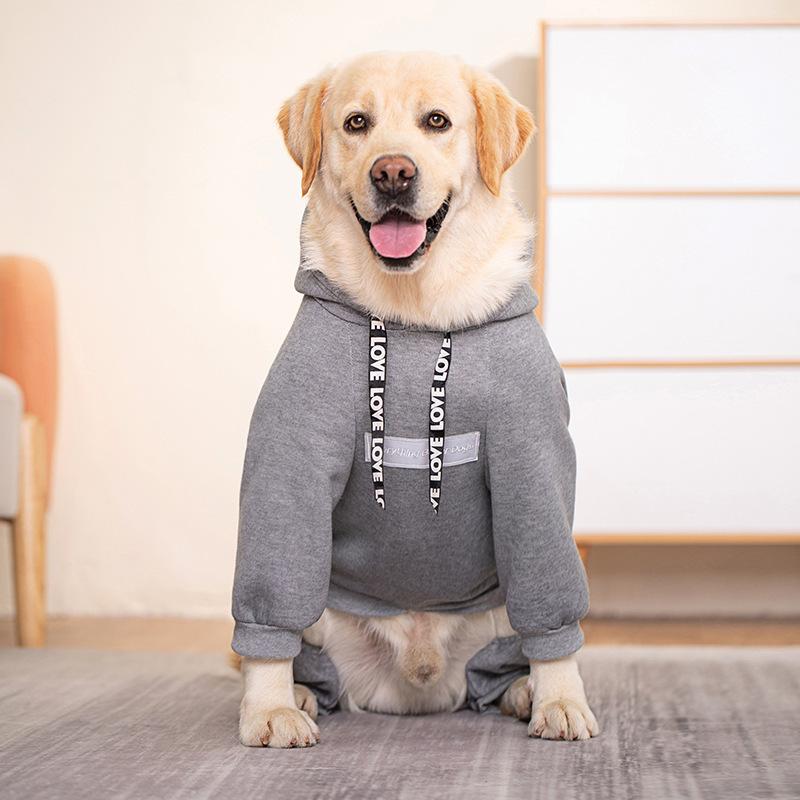 Herbst-/Winterkleidung für große Hunde, Kapuzenpullover, sportliche Hundejacke, warmer Mantel aus Fleece, reflektierender Haustier-Overall für große Hunde, Labrador-Kostüm