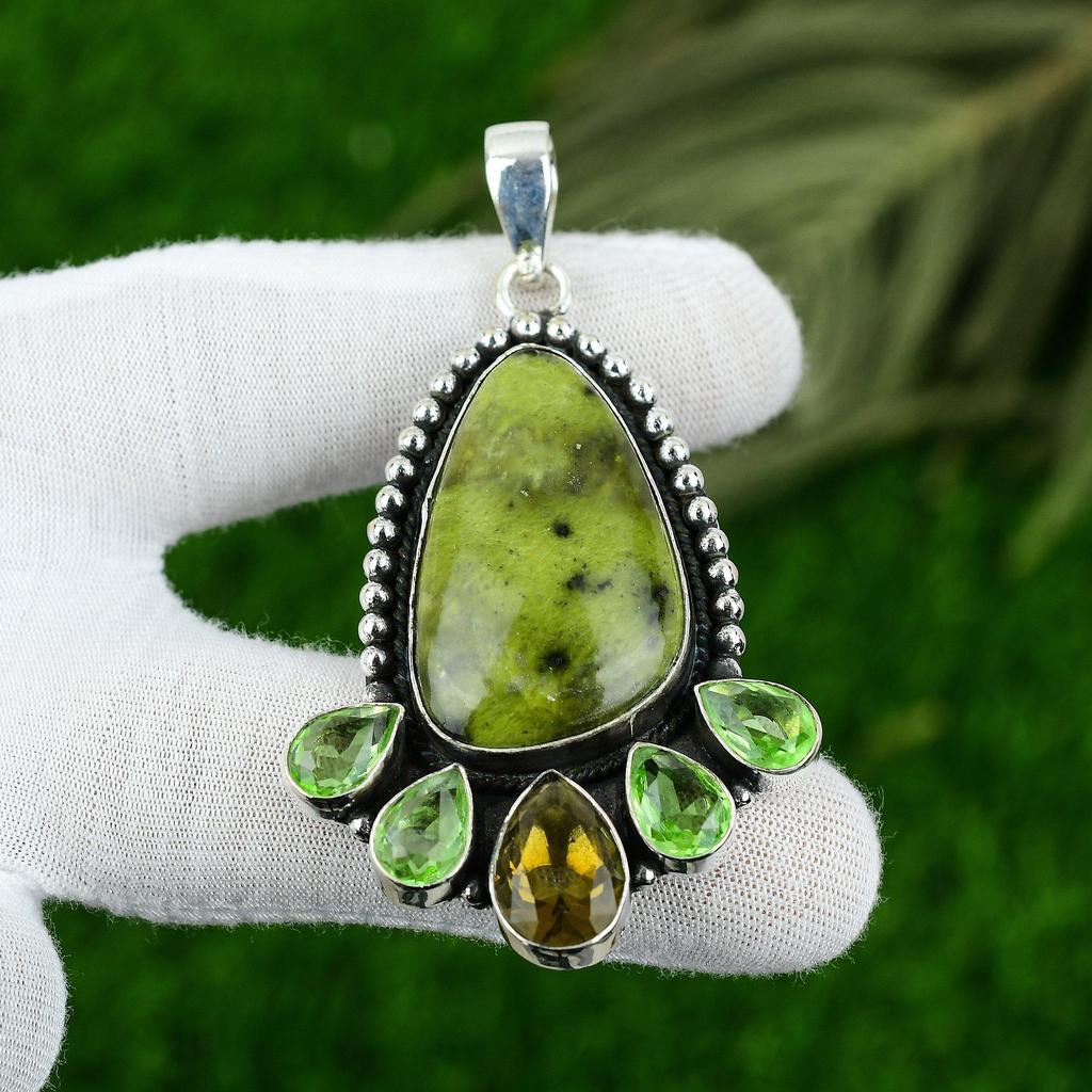 Wedding Gift For Her 925 Silver Natural African Vasonite Gemstone Pendant