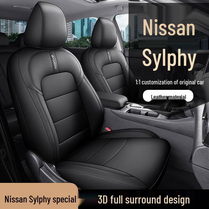 Sylphy Full Leather Car Seat Cushion - New Universal Model for Five-Seat Cars, Suitable for All Seasons