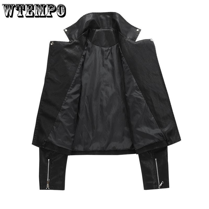 Pu Leather Jacket Female Short Collar Jacket Spring Korean Slim Biker Leather Jacket