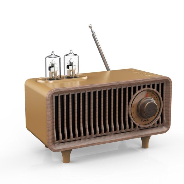 

Ретро Bluetooth радио динамик с подсветкой портативный мини бас музыкальный плеер TF/USB коричневый