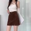 Korean Style High Waist Black Corduroy Skirt for Women - Autumn/Winter Tight-Fitting Versatile One-Piece Skirt