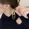 Elegant French Golden Tassel Chain Earrings for Women - High-End, Versatile, Luxury Studs