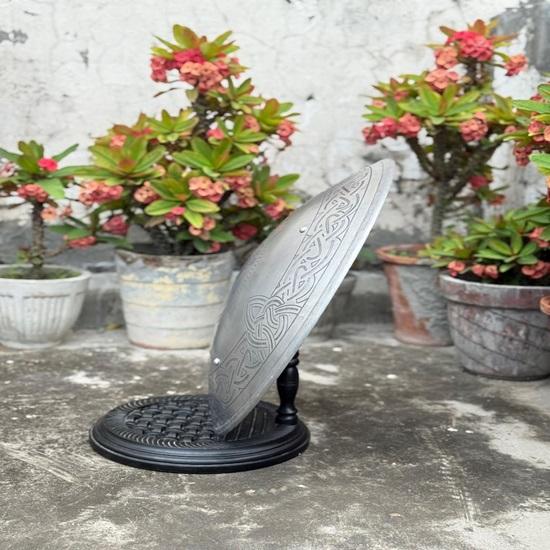 Odin Norse God Shield with Sacred Symbol  Bearded Viking Wall Art Aluminum Round Shield Nordic Pagan Decor Viking Cosplay Prop  Gift