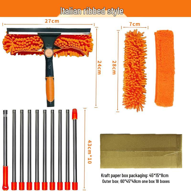 2-in-1 Double-Sided High-Rise Glass Wiper & Scraper
