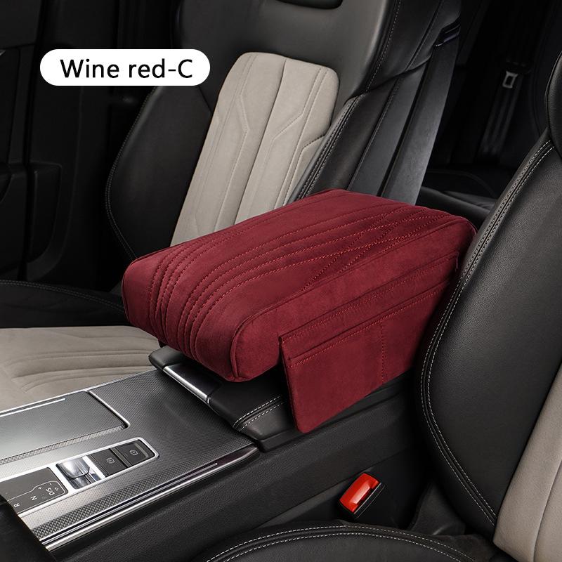 Car Armrest Cushion Suede Armrest Cup Holder Center Console Increased Elbow Support  Armrest Cushion Vehicle Arm Storager Box