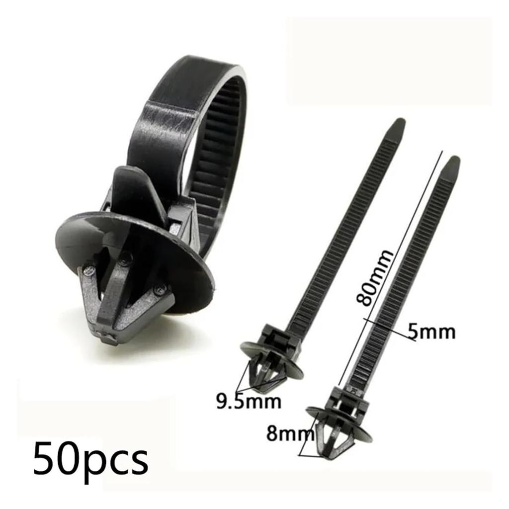 50pcs Nylon Cable Tie Wrap Fastening Adjustable Fastener Clips Car Pipe Fixed Zip Strap Kit All Reusable Motors Parts