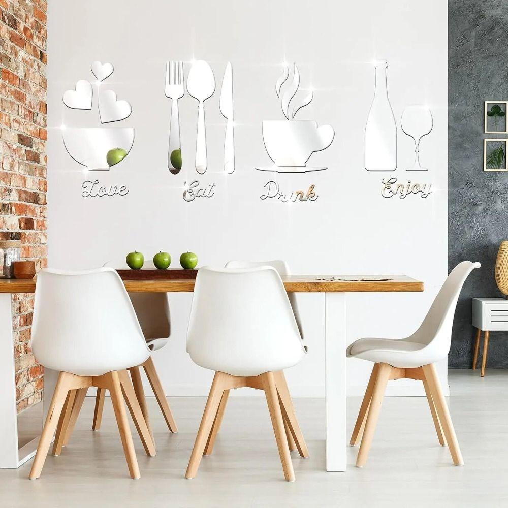 

Акриловая кухонная акриловая наклейка DIY 3D наклейка на столовую посуду прочная наклейка на стену для зеркала ресторан серебряный