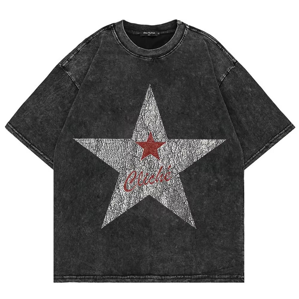 Vintage vyprané tričko Mgk Lost Americana Letní móda Pánské Streetwear Hip Hop Oversize Kyselý wash Trička Topy