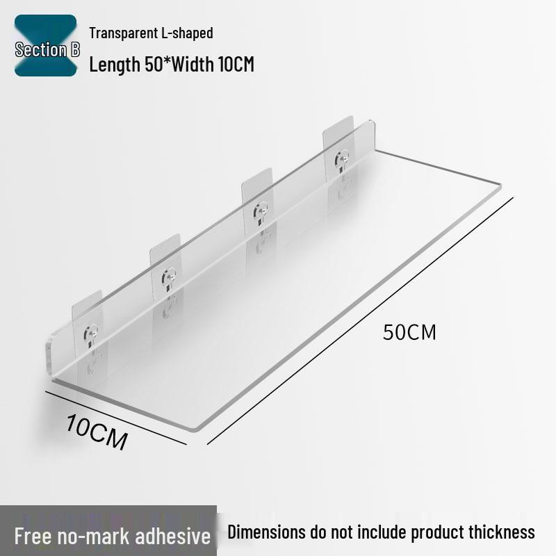 Acrylic Wall-Mounted Bathroom Mirror Cabinet with No-Punch Shelf