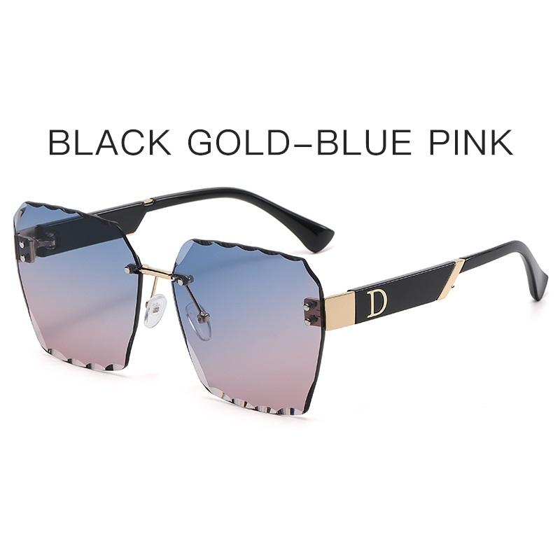 Glamour Luxury D Brand Sunglasses For Men And Women Stylish Rimless Oversize Fashion Glasses Unisex Trend Eyewear UV400