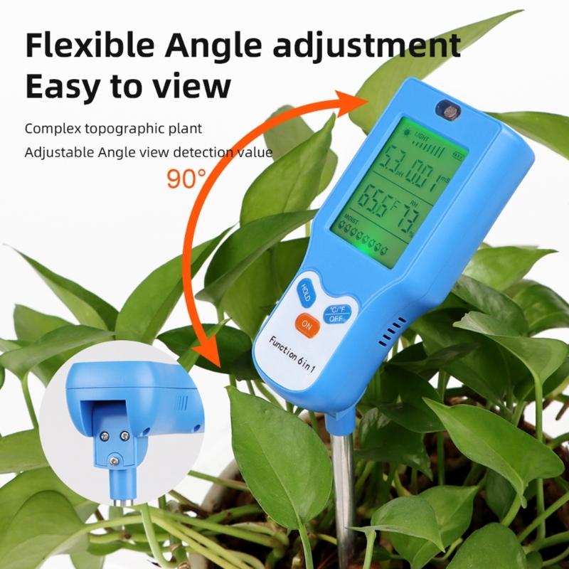 6 In 1 Multiple Parameters Soil Tester for Accurate Measurement of , Temperature, Humidity, Light, and Moisture In Garden Setting