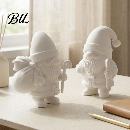 White Santa Claus Ornament 3D Printed Figure for DIY Painting, Christmas Tabletop Gift Kids Ornament, Resin Figurine Holiday Desk Shelf Display