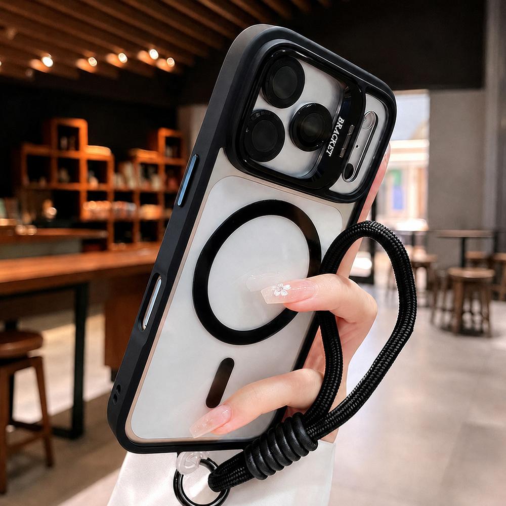 Luxus-Metall-Kamerahalterung mit Trageband Magnetische Hülle für IPhone 18Pro Max 17 15 13 12 11 Kabelloses Ladegerät Klare Schutzhülle