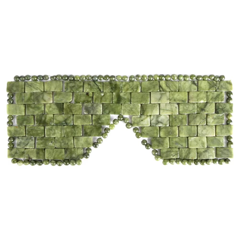 Jade Eye Mask Facial Cooling Mask Alleviate Puffiness Sleeping Eye Mask 100% Real Jade Stone Beads for Hot & Cold Therapy