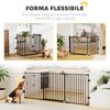 Folding Steel Dog Gate with Automatic Closure, 202.5x2x76cm, Black