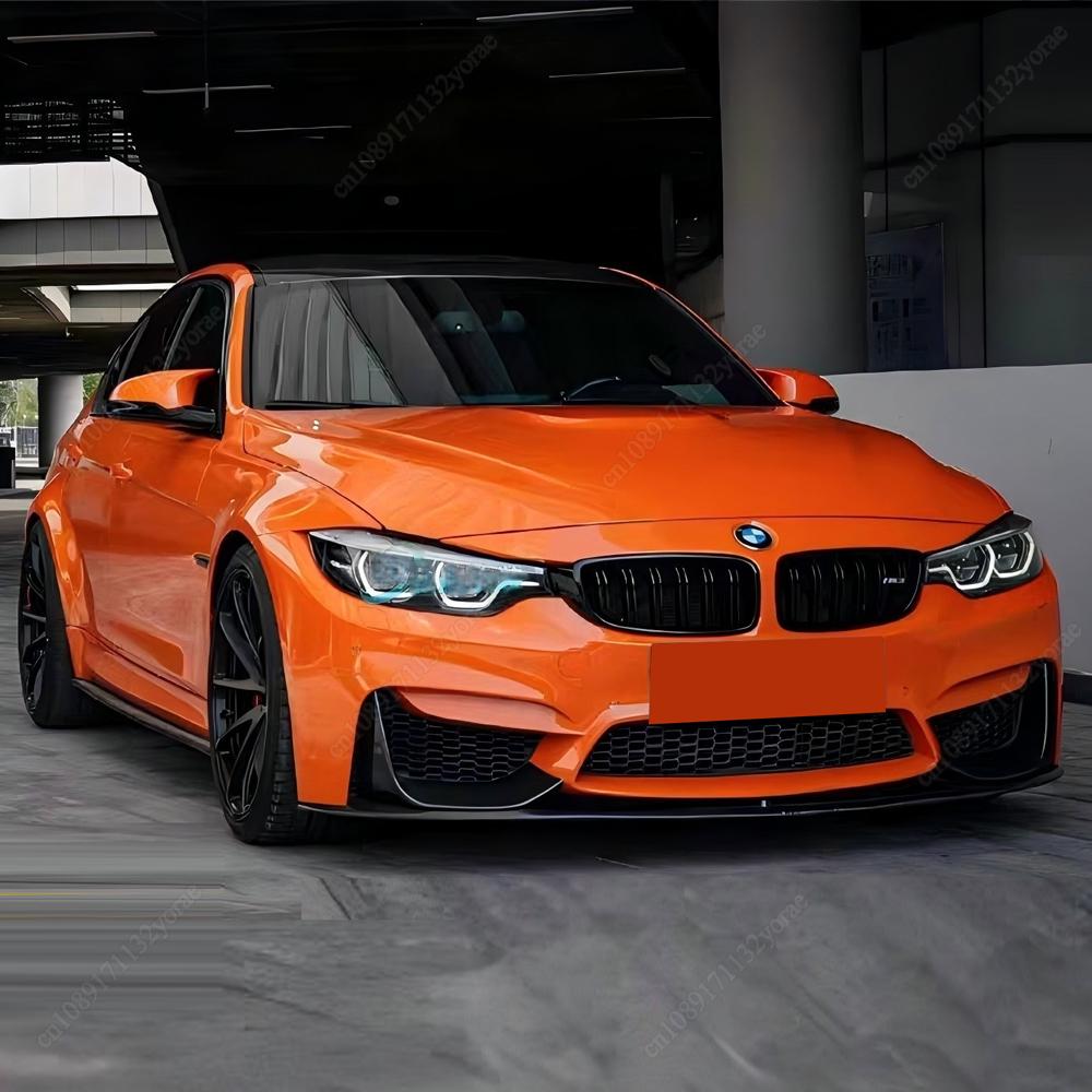4PCS For BMW 3 Series F30 2012-2018 M3 M4 Style Car Front Bumper Lip Spoiler Splitter Diffuser ABS Gloss Black Bodykits Tuning