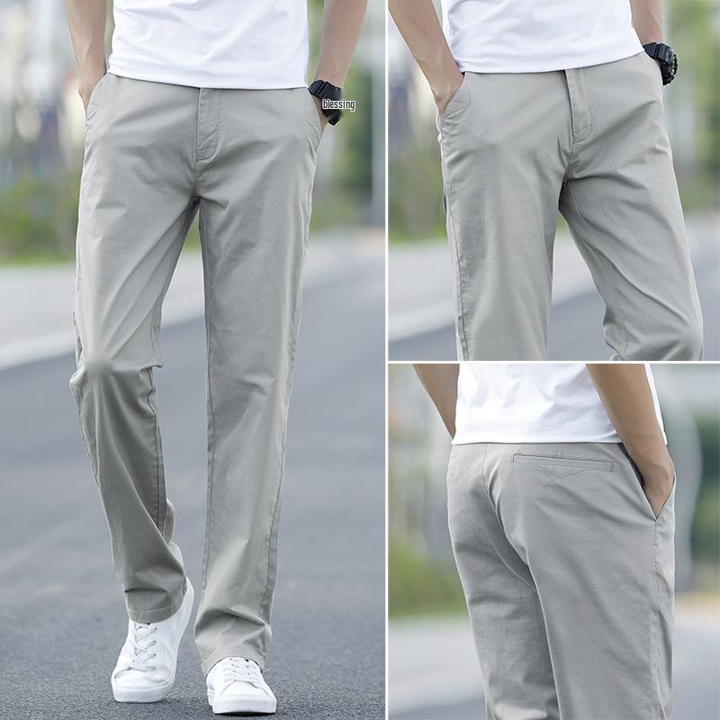 Men's Plus Size Cotton Casual Pants - Spring/Autumn 2025, Loose Straight Leg with Winter Velvet Lining