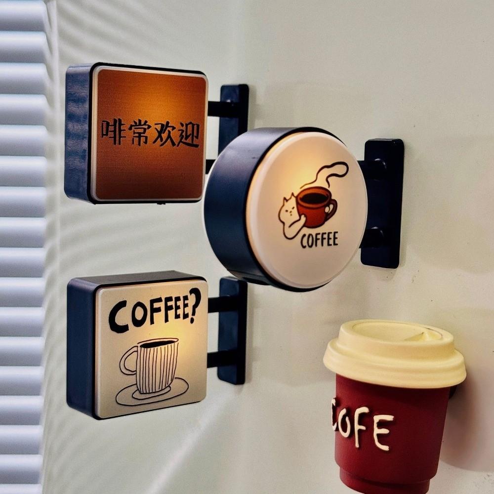 Coffee Corner Light Sign Fridge Magnet LED Magnetic Refrigerator Decoration Glowing Atmosphere Light