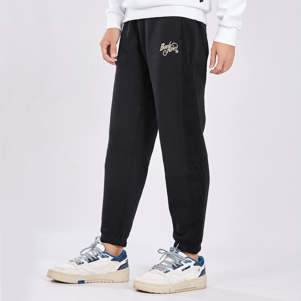 Li Ning Anti-Five Series Fleece Lined Warm Corduroy Sports Long Pants Men Pants Black AKLSA81-2