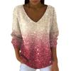 Maglione da donna casual quotidiano a maniche lunghe con scollo a V in finta lana, maglione a trecce con paillettes