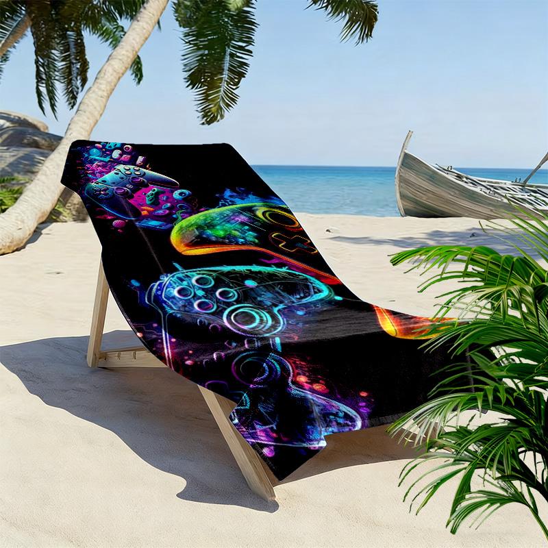 Gamepad-Print Strandtuch, Großes Weiches Schnelltrocknendes Handtuch für Strand Camping Schwimmen