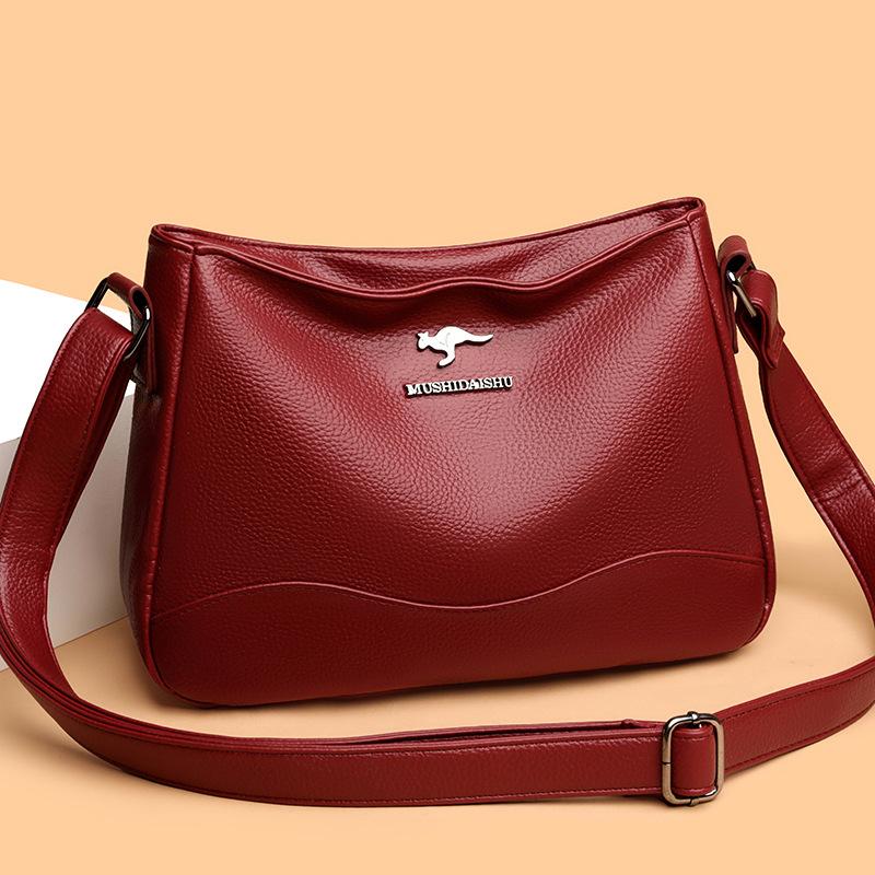High-end soft leather women's bags, new fashionable and versatile large-capacity middle-aged mother bags, underarm bags, shoulder messenger bags.