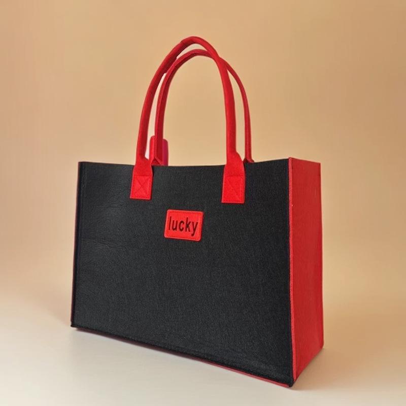 

Dual-Color Felt Tote Handbag - Large Capacity, Thickened Design for Commuting and Gift Storage