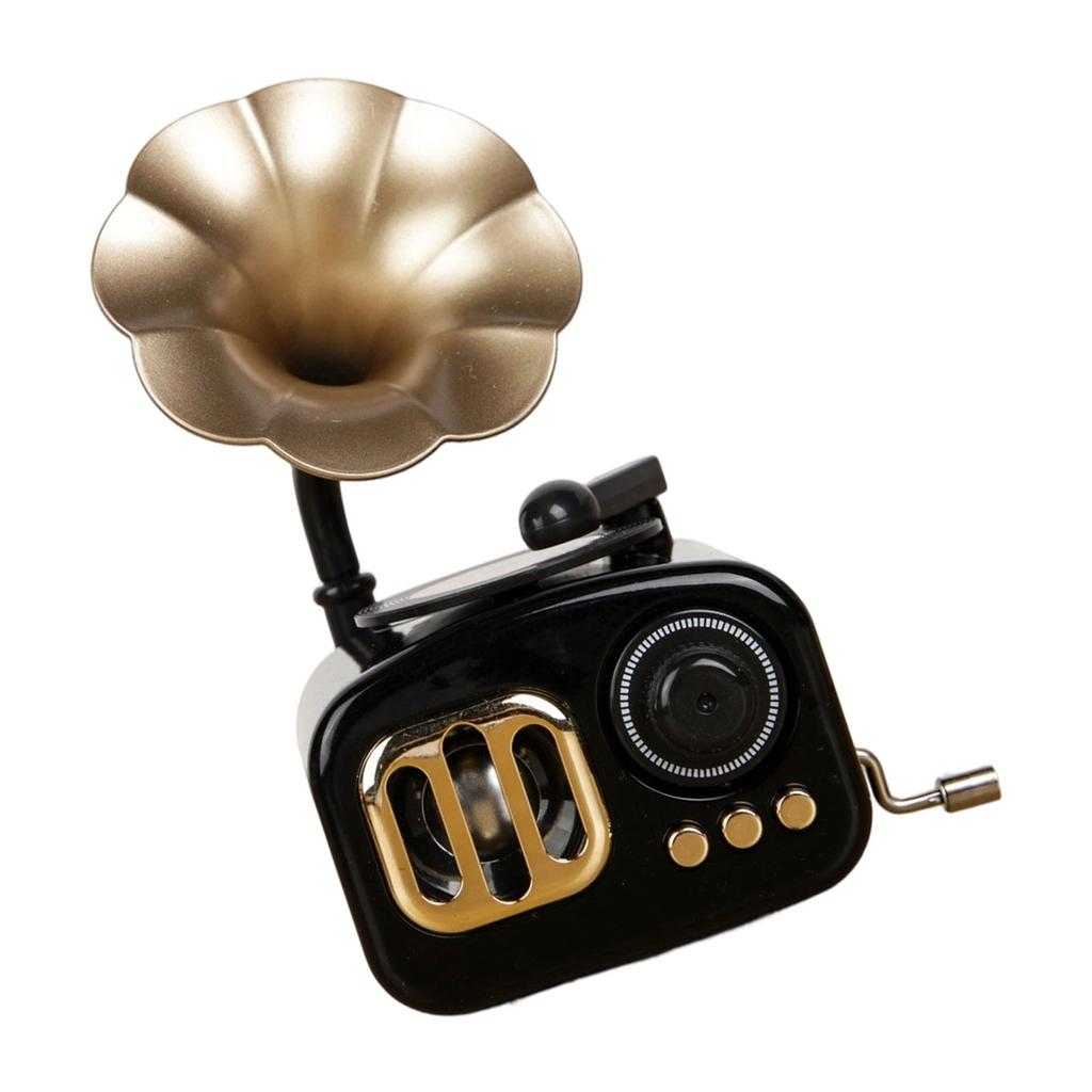 Multifunctional Nostalgic Music Box Gramophone Replicas Hand Crank Mechanism Phonograph Musical Ornament Birthday Gift
