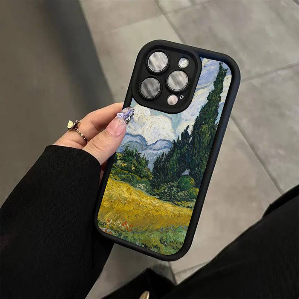 Retro Van Gogh Oil Paint For iPhone 17 16 15 14 13 12 11 Pro Max Plus Black Full Coverage Soft Funda Silicone Cover