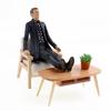 Model Home Furniture Chair 1:12 Scale Wood Frame, Padded Fabric Seat for Small Living Room Layouts and Builds Use