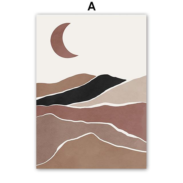 Vase Leaf Moon Line Geometry Wall Art Canvas Painting Abstract Posters And Prints Hotel Bar Wall Pictures For Living Room Decor