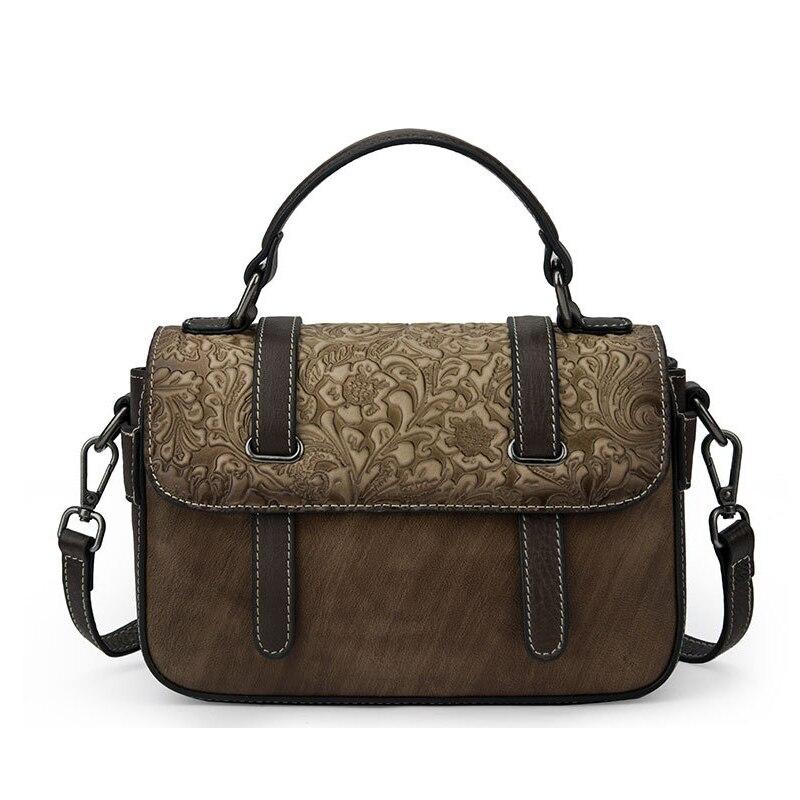 Johnature Retro artesanal gravação bolsa feminina lazer couro genuíno grande capacidade feminino ombro saco do mensageiro