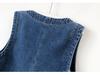 Hong Kong Style Retro Denim Vest: Women's Slim-Fit Collarless Waistcoat with Shoulder Pads for Spring and Autumn 2025.