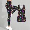 Retro Bedrucktes Yoga-Outfit für Damen Mode Workout Leggings Fitness Sport Freizeit Yoga Set Sportanzug