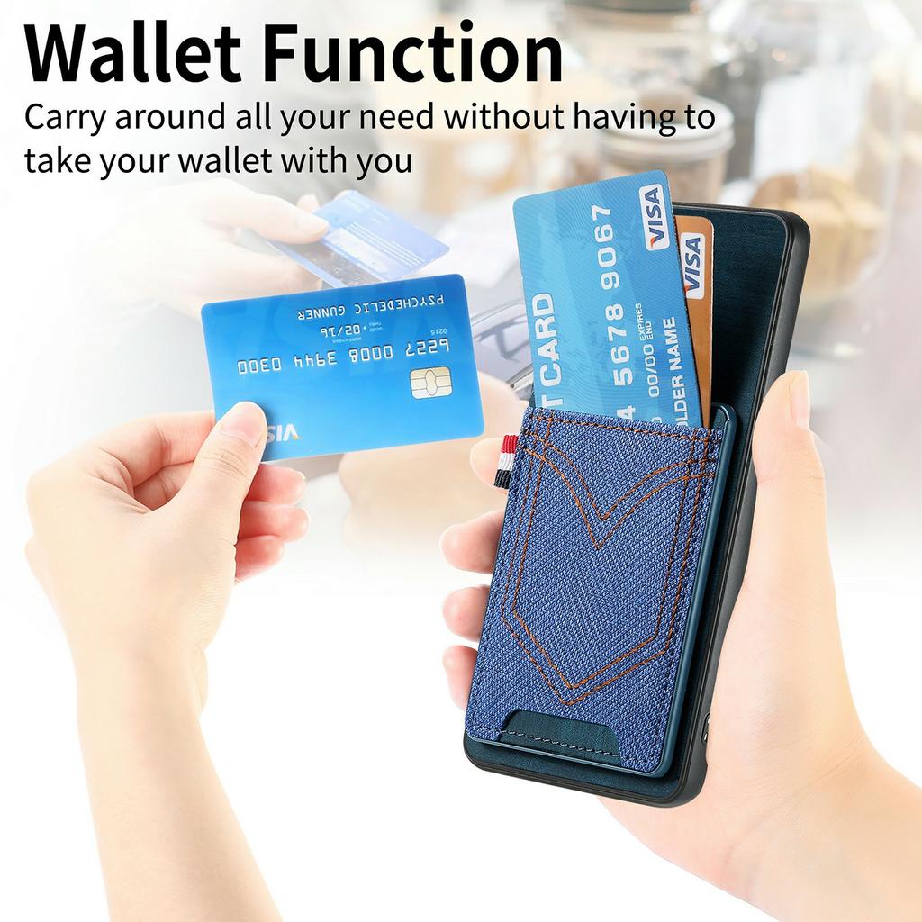 For Xiaomi 15T Case Retro Jean Cloth Texture Leather Back Phone Cover with Card Holder