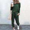 Casual Sportsets voor Dames 2 Delen Effen Kleur Ronde Hals T-shirt Basis Shirt Casual Mode Broekenset