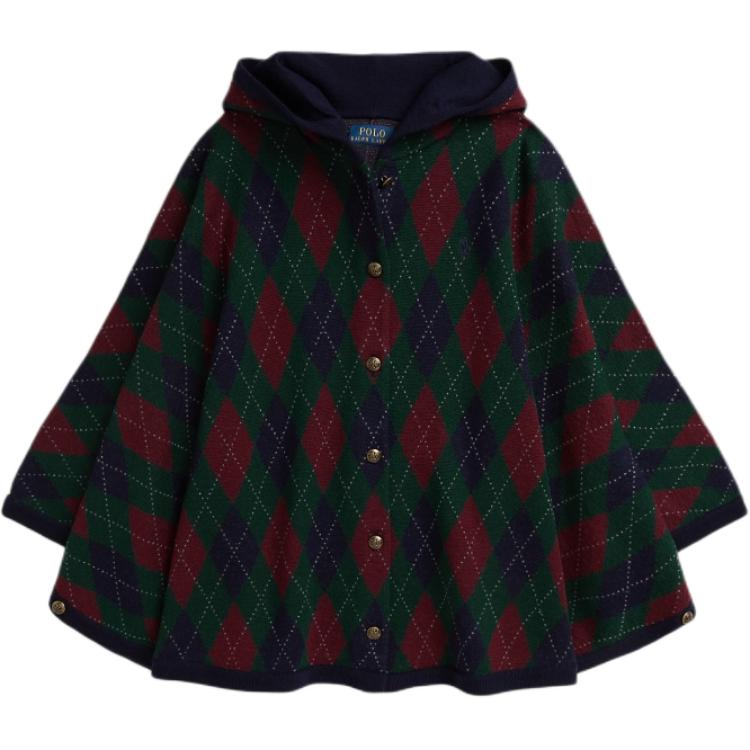 

Polo Ralph Lauren Шерстяное пончо с капюшоном с ромбовидным узором Детская верхняя одежда CWPOOTWG6020175-410 S