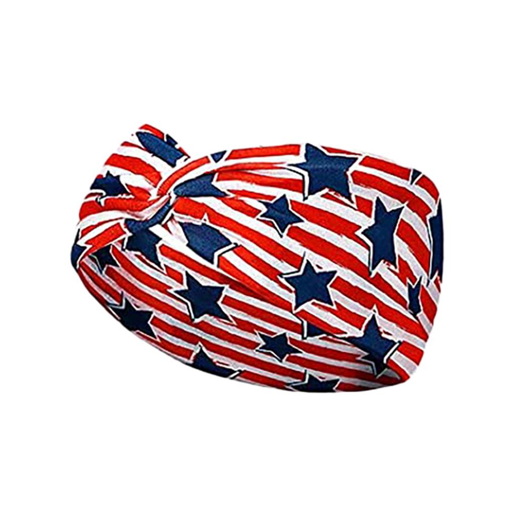 Retro Star Stripe Twisted Sweat Absorbing Yoga Running Headband for Sports and Party Decoration Unisex Stretchy Hair Band