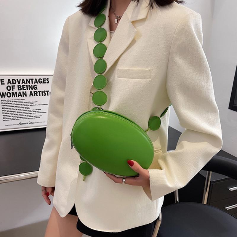 Brand Women Crossbody Bag Purse Summer Oval Small Shoulder Bags Designer Handbag Solid Color Leather Luxury Crossbody Chest Pack