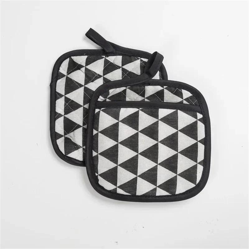 Baking Gloves, Thickened Cotton Grid Oven Mitts Kitchen Potholders Pad Heat Resistant Thermal Anti-heat Take Hot Pot Cooking