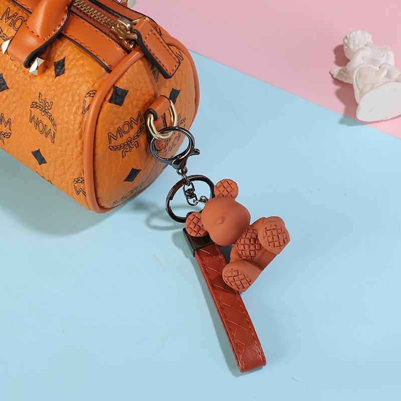 Charming Cartoon Bear Bamboo Weave Keychain Pendant