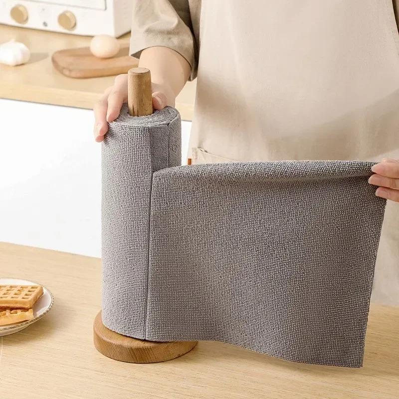 20pcs\roll Household Kitchen Cloth Microfiber Towel Rolls Reusable Cleaning Wipe Dish Rags Wash Paper Towel Replacement