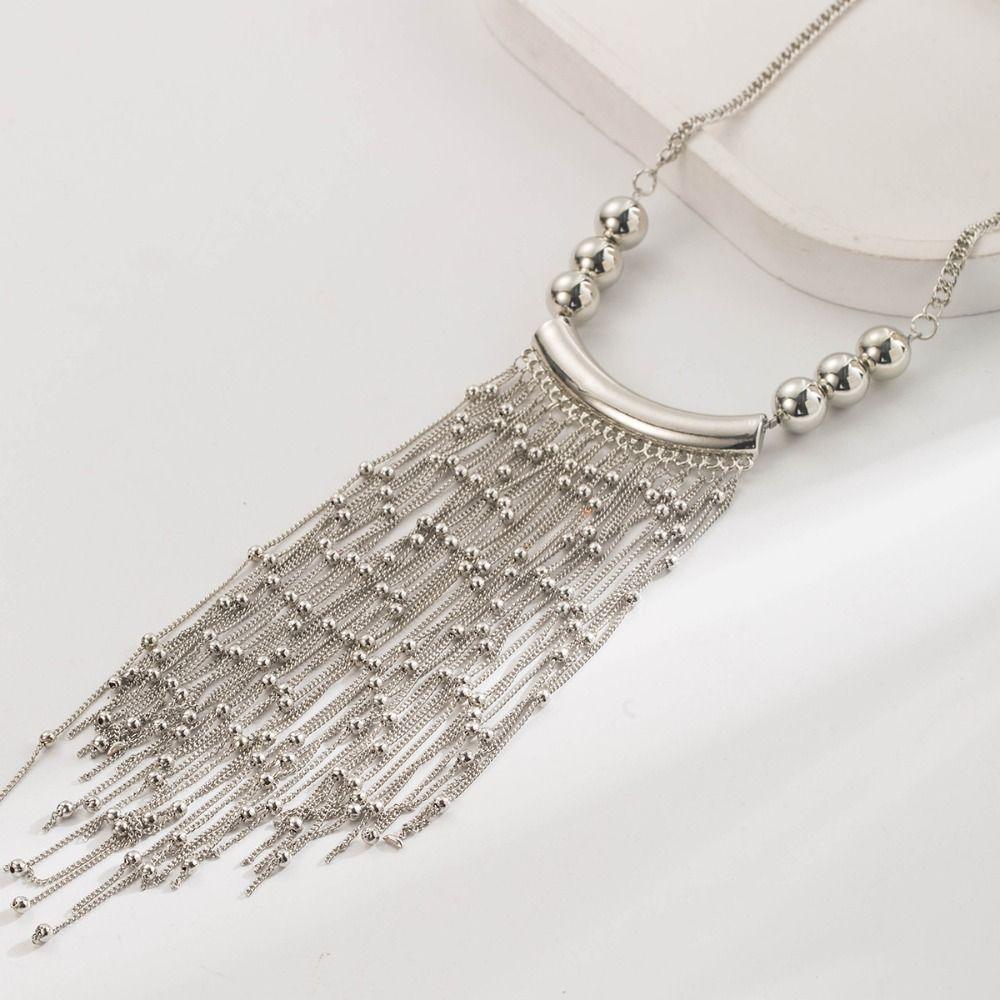 Tassel Bead Long Sweater Chain Multi-layer Bohemian Style Necklace Tassel Long Necklace  Women