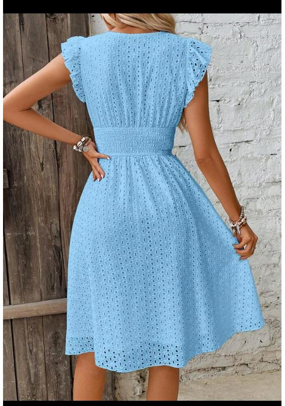 Robe d'été élégante à manches à volants style européen-américain pour femme - Nouveau style multicolore 2026