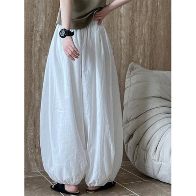 Algodón Transpirable~verano Nuevo Blanco Bombachos Sueltos Diseño para Mujer Pantalones de Pierna Ancha Pantalones Yamamoto Pantalones Relajados