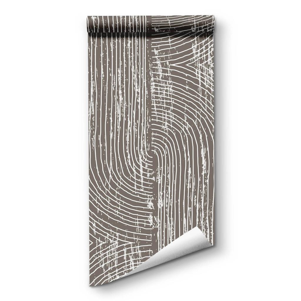 Boho Light Grey Peel and Stick Wallpaper Geometric Arches Contact Paper Removable Wall Paper for Kitchen Walls Cabinet Drawer