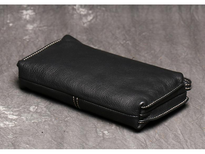 Pochette e Portafoglio Lungo Unisex in Vera Pelle - Porta Telefono in Morbida Pelle di Mucca