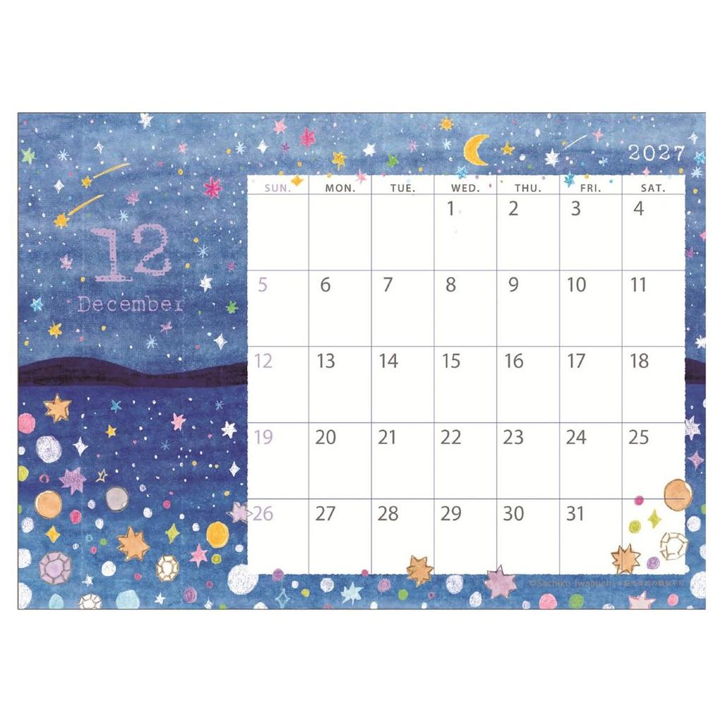 Art Print Japan 2027 Desk Calendar by Sachiko Iwabuchi, Cute Illustration Tabletop Calendar for Home and Office