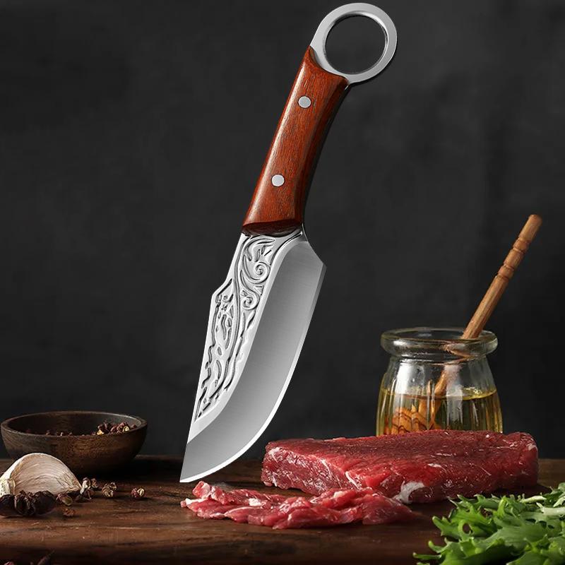 Stainless Steel Meat Cleaver Kitchen Boning Knife Kitchen Vegetable and Fruit Slicing Knife Handle Knife with Cover
